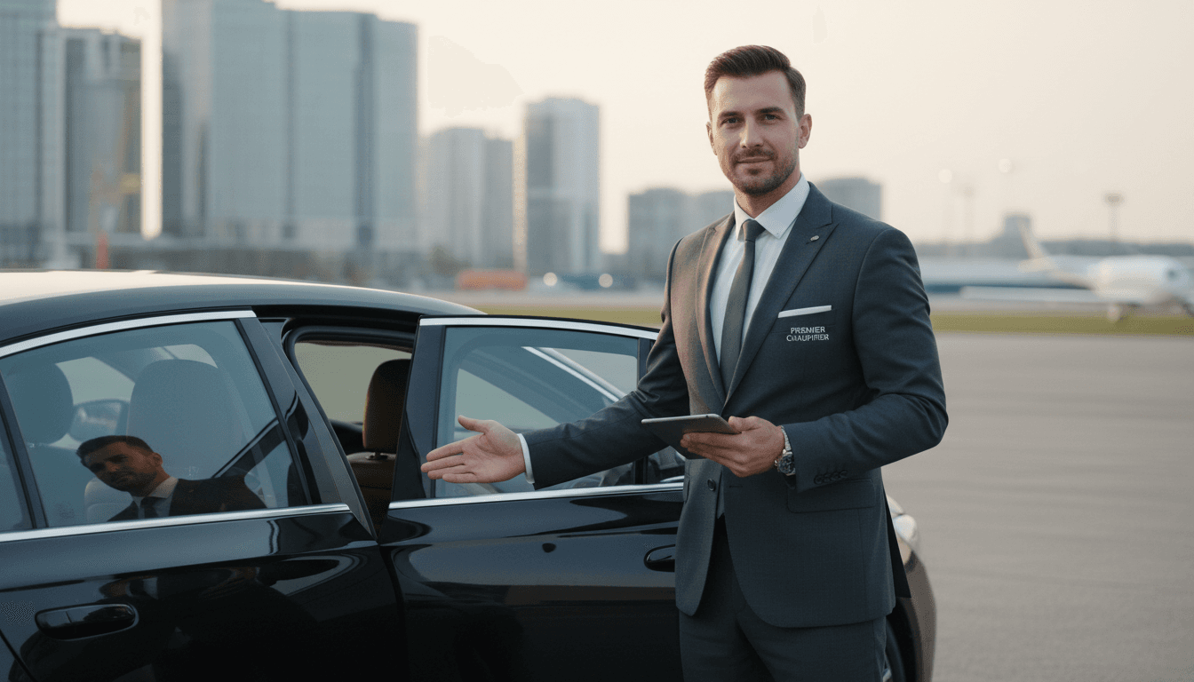 Professional VTC driver Julian in formal attire ready for service